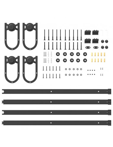 Kit di Binari per Porte Scorrevoli 200 cm Acciaio Nero