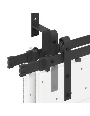 Kit di Binari per Porte Scorrevoli 152,5 cm Acciaio Nero