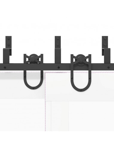 Kit di Binari per Porte Scorrevoli 200 cm Acciaio Nero