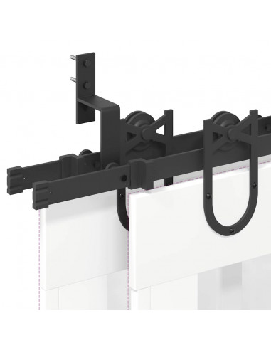 Kit di Binari per Porte Scorrevoli 200 cm Acciaio Nero