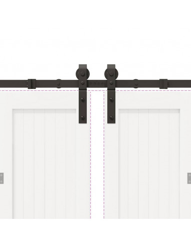 Kit di Binari per Porte Scorrevoli 200 cm Acciaio Nero