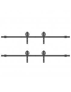 Kit di Binari per Porte Scorrevoli 200 cm Acciaio Nero