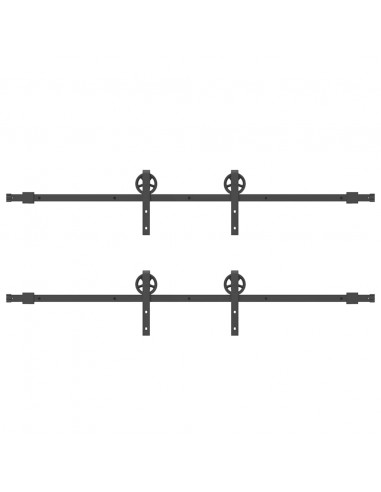 Kit di Binari per Porte Scorrevoli 200 cm Acciaio Nero
