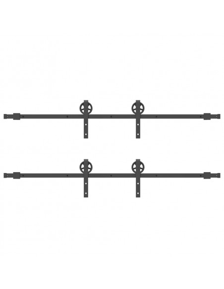 Kit di Binari per Porte Scorrevoli 200 cm Acciaio Nero
