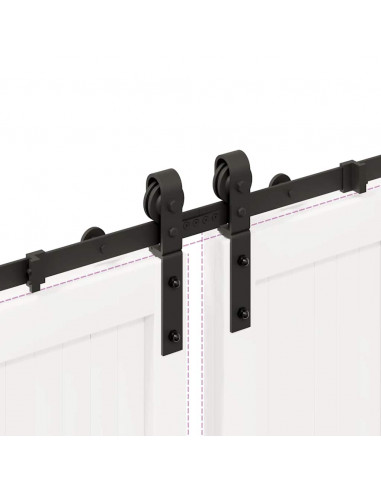 Kit di Binari per Porte Scorrevoli 200 cm Acciaio Nero
