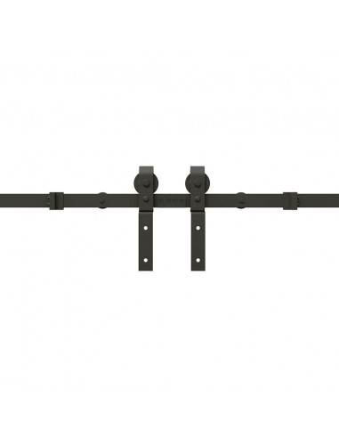 Kit di Binari per Porte Scorrevoli 200 cm Acciaio Nero
