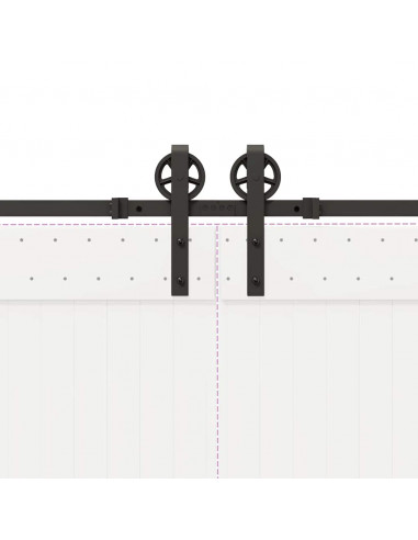 Kit di Binari per Porte Scorrevoli 200 cm Acciaio Nero