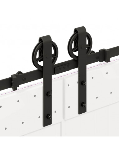 Kit di Binari per Porte Scorrevoli 200 cm Acciaio Nero