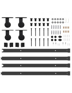 Kit di Binari per Porte Scorrevoli 152,5 cm Acciaio Nero