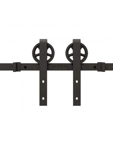 Kit di Binari per Porte Scorrevoli 200 cm Acciaio Nero