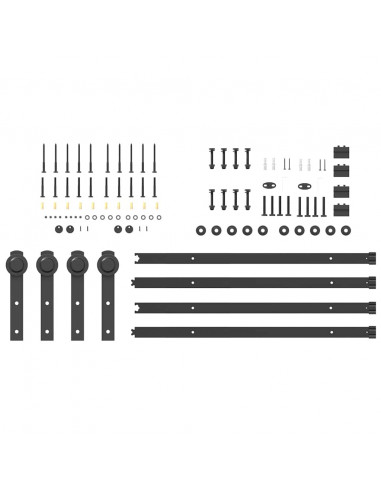 Kit di Binari per Porte Scorrevoli 200 cm Acciaio Nero