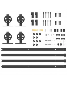 Kit di Binari per Porte Scorrevoli 200 cm Acciaio Nero