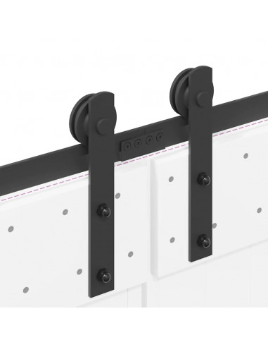 Kit di Binari per Porte Scorrevoli 200 cm Acciaio Nero
