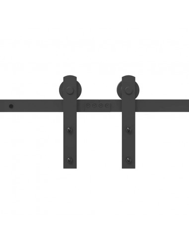 Kit di Binari per Porte Scorrevoli 200 cm Acciaio Nero