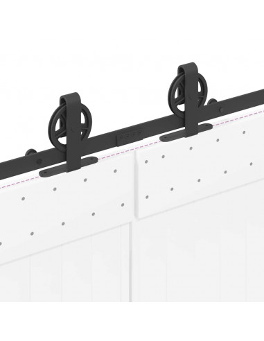 Kit di Binari per Porte Scorrevoli 200 cm Acciaio Nero