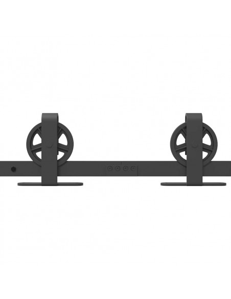 Kit di Binari per Porte Scorrevoli 200 cm Acciaio Nero