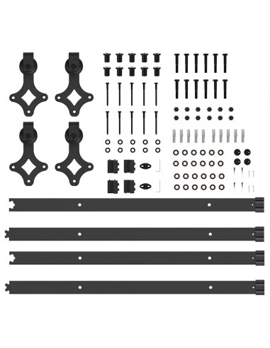 Kit di Binari per Porte Scorrevoli 152,5 cm Acciaio Nero