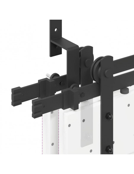 Kit di Binari per Porte Scorrevoli 200 cm Acciaio Nero
