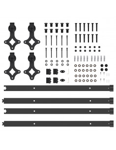 Kit di Binari per Porte Scorrevoli 152,5 cm Acciaio Nero