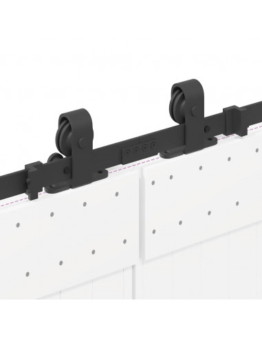 Kit di Binari per Porte Scorrevoli 200 cm Acciaio Nero