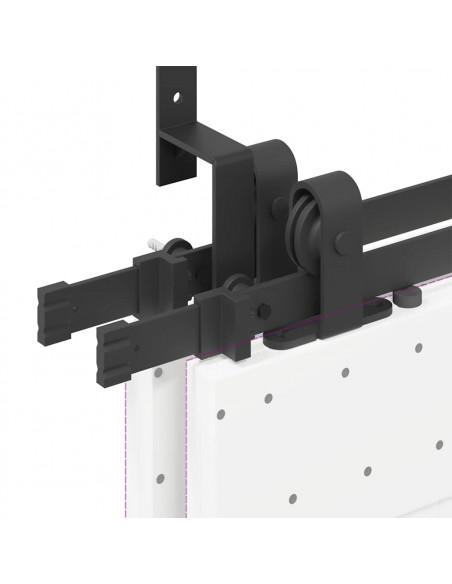Kit di Binari per Porte Scorrevoli 200 cm Acciaio Nero