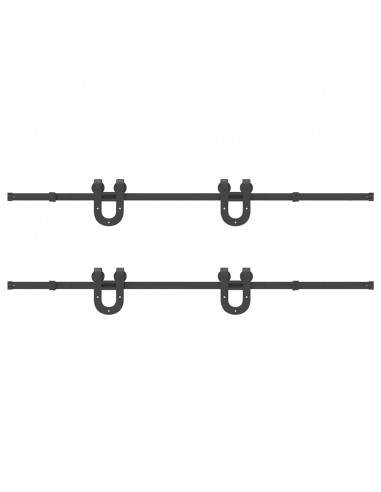 Kit di Binari per Porte Scorrevoli 200 cm Acciaio Nero
