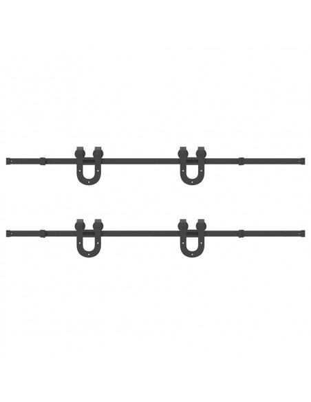 Kit di Binari per Porte Scorrevoli 200 cm Acciaio Nero