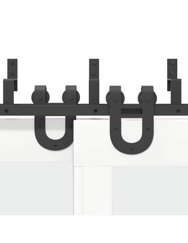 Kit di Binari per Porte Scorrevoli 200 cm Acciaio Nero