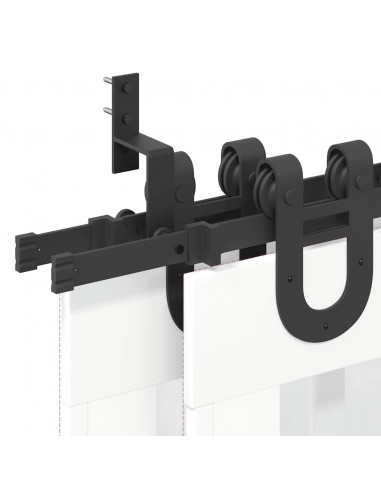 Kit di Binari per Porte Scorrevoli 200 cm Acciaio Nero