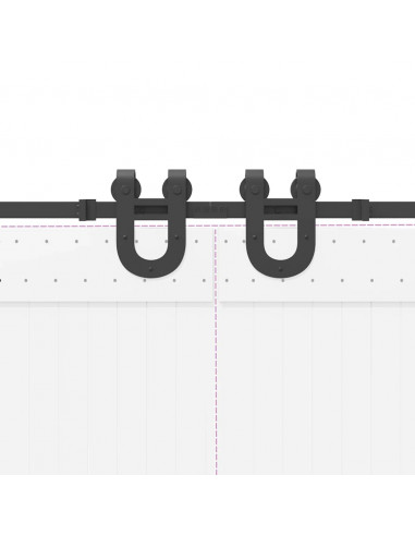 Kit di Binari per Porte Scorrevoli 200 cm Acciaio Nero