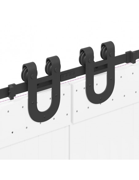 Kit di Binari per Porte Scorrevoli 200 cm Acciaio Nero