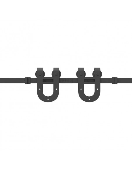 Kit di Binari per Porte Scorrevoli 200 cm Acciaio Nero