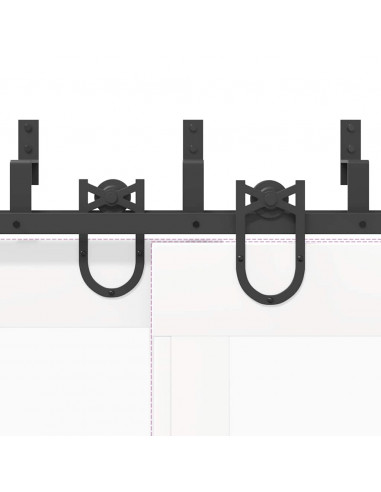 Kit di Binari per Porte Scorrevoli 200 cm Acciaio Nero