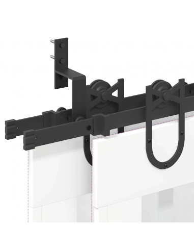 Kit di Binari per Porte Scorrevoli 200 cm Acciaio Nero