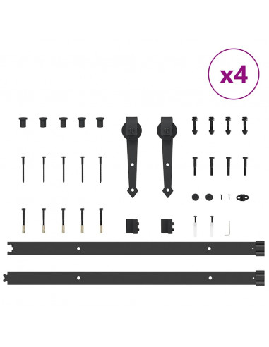 Kit di Binari per Porte Scorrevoli 152,5 cm Acciaio Nero