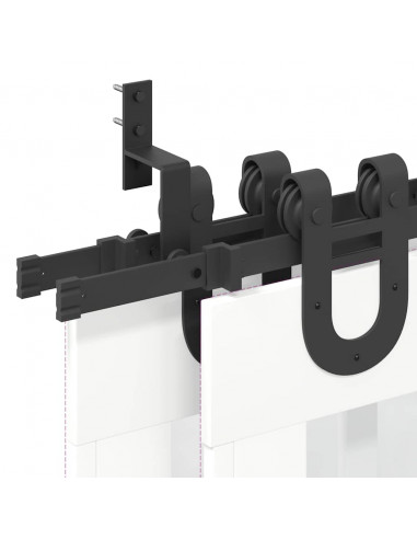 Kit di Binari per Porte Scorrevoli 200 cm Acciaio Nero