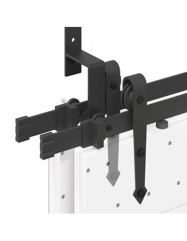 Kit di Binari per Porte Scorrevoli 152,5 cm Acciaio Nero