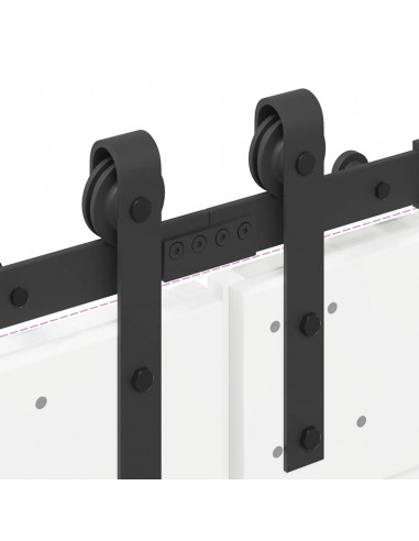 Kit di Binari per Porte Scorrevoli 183 cm Acciaio Nero