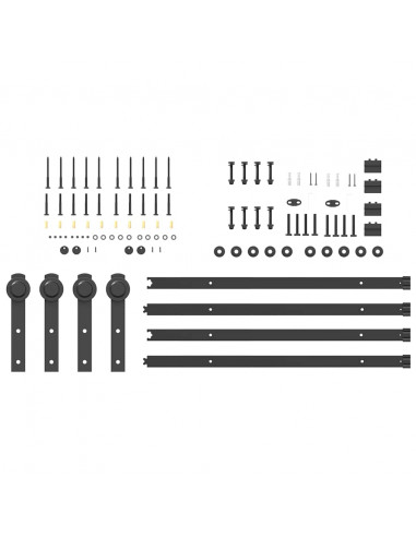 Kit di Binari per Porte Scorrevoli 183 cm Acciaio Nero