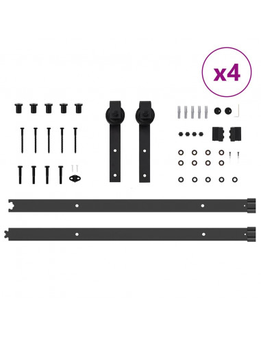 Kit di Binari per Porte Scorrevoli 152,5 cm Acciaio Nero