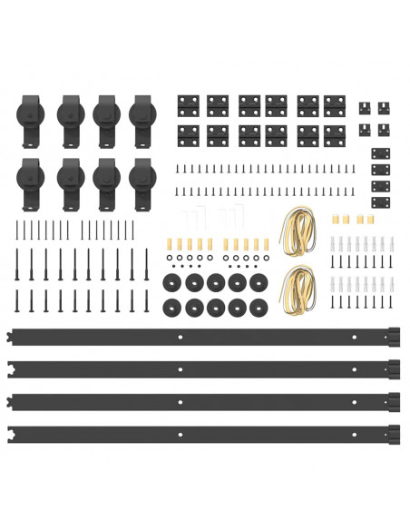 Kit di Binari per Porte Scorrevoli 183 cm Acciaio Nero