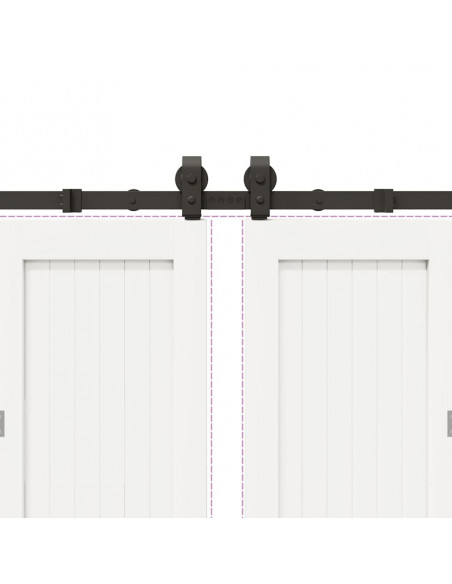 Kit di Binari per Porte Scorrevoli 183 cm Acciaio Nero
