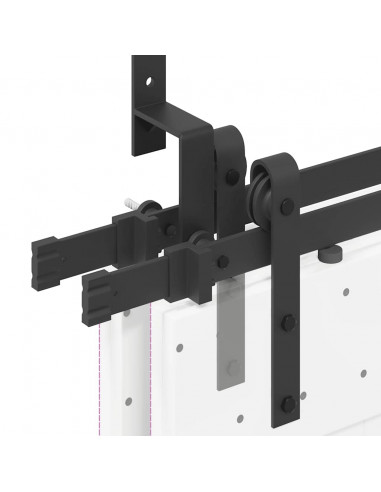 Kit di Binari per Porte Scorrevoli 152,5 cm Acciaio Nero