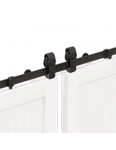 Kit di Binari per Porte Scorrevoli 183 cm Acciaio Nero