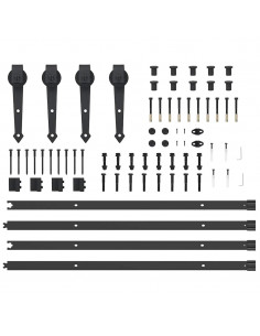 Kit di Binari per Porte Scorrevoli 213,5 cm Acciaio Nero