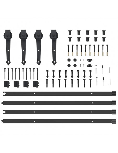 Kit di Binari per Porte Scorrevoli 213,5 cm Acciaio Nero