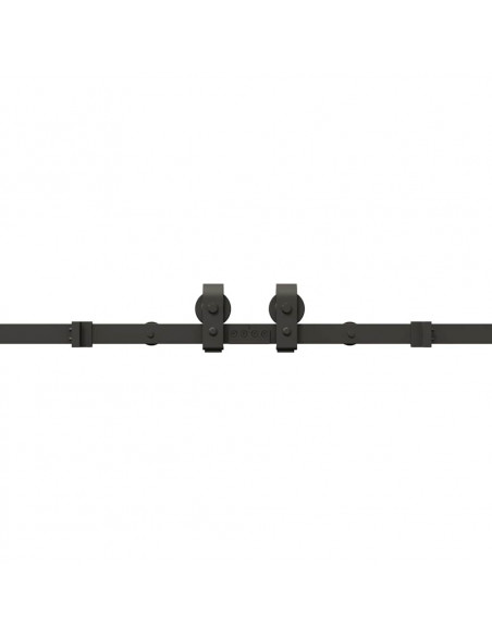 Kit di Binari per Porte Scorrevoli 183 cm Acciaio Nero