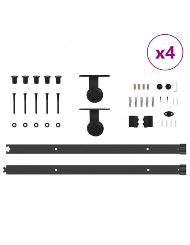 Kit di Binari per Porte Scorrevoli 152,5 cm Acciaio Nero