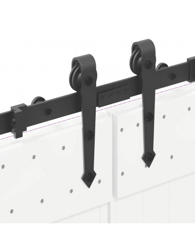 Kit di Binari per Porte Scorrevoli 213,5 cm Acciaio Nero