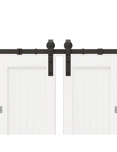 Kit di Binari per Porte Scorrevoli 183 cm Acciaio Nero
